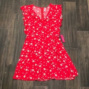 Coral Pink Flowy Floral Wrap Dress